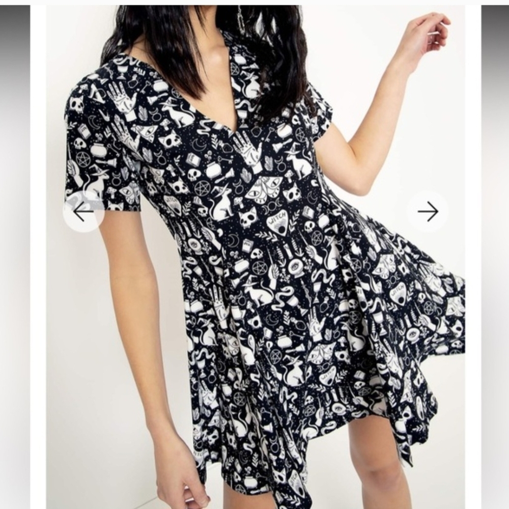 Blackmilk Asymmetrical Dress with Black and White Print
